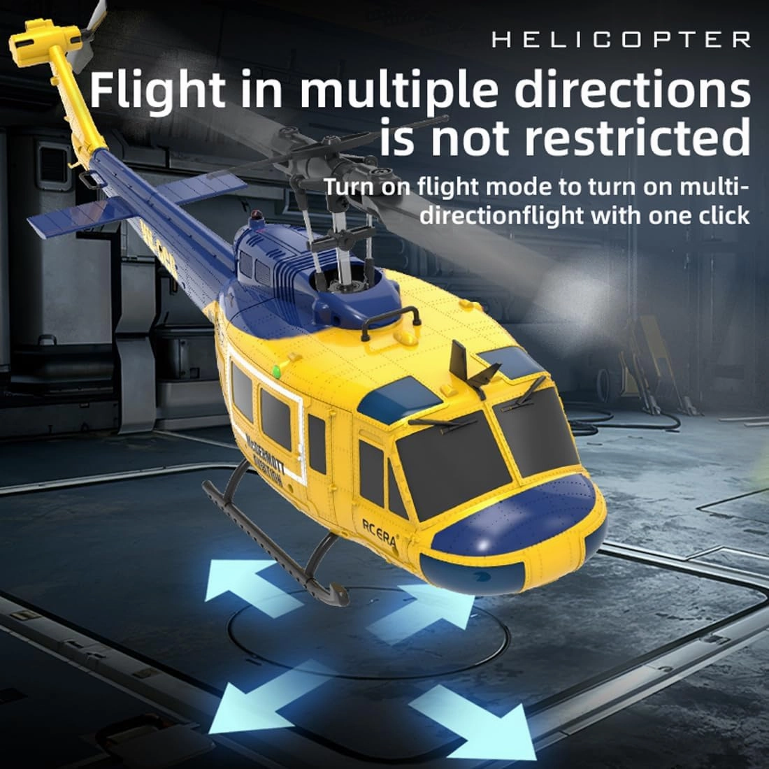 RC ERA C032 UH-1 Huey 6CH Helicopter for Adults, 1/48 Scale RC Helicopter Brushless with 6-Axis Gyroscope Stabilization, with Altitude Hold & 3D Inverted Flight, 3 Battery