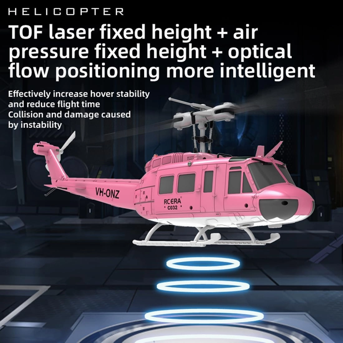RC ERA C032 UH-1 Huey 6CH Helicopter for Adults, 1/48 Scale RC Helicopter Brushless with 6-Axis Gyroscope Stabilization, with Altitude Hold & 3D Inverted Flight, 3 Battery