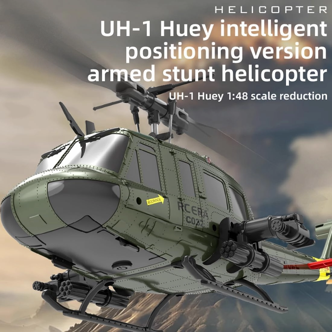 RC ERA C032 UH-1 Huey RC Helicopter with 3D Inverted Flight, 1/48 Scale 6CH Brushless RC Helicopter with Gyro Stabilization & Intelligent Positioning System for Adults