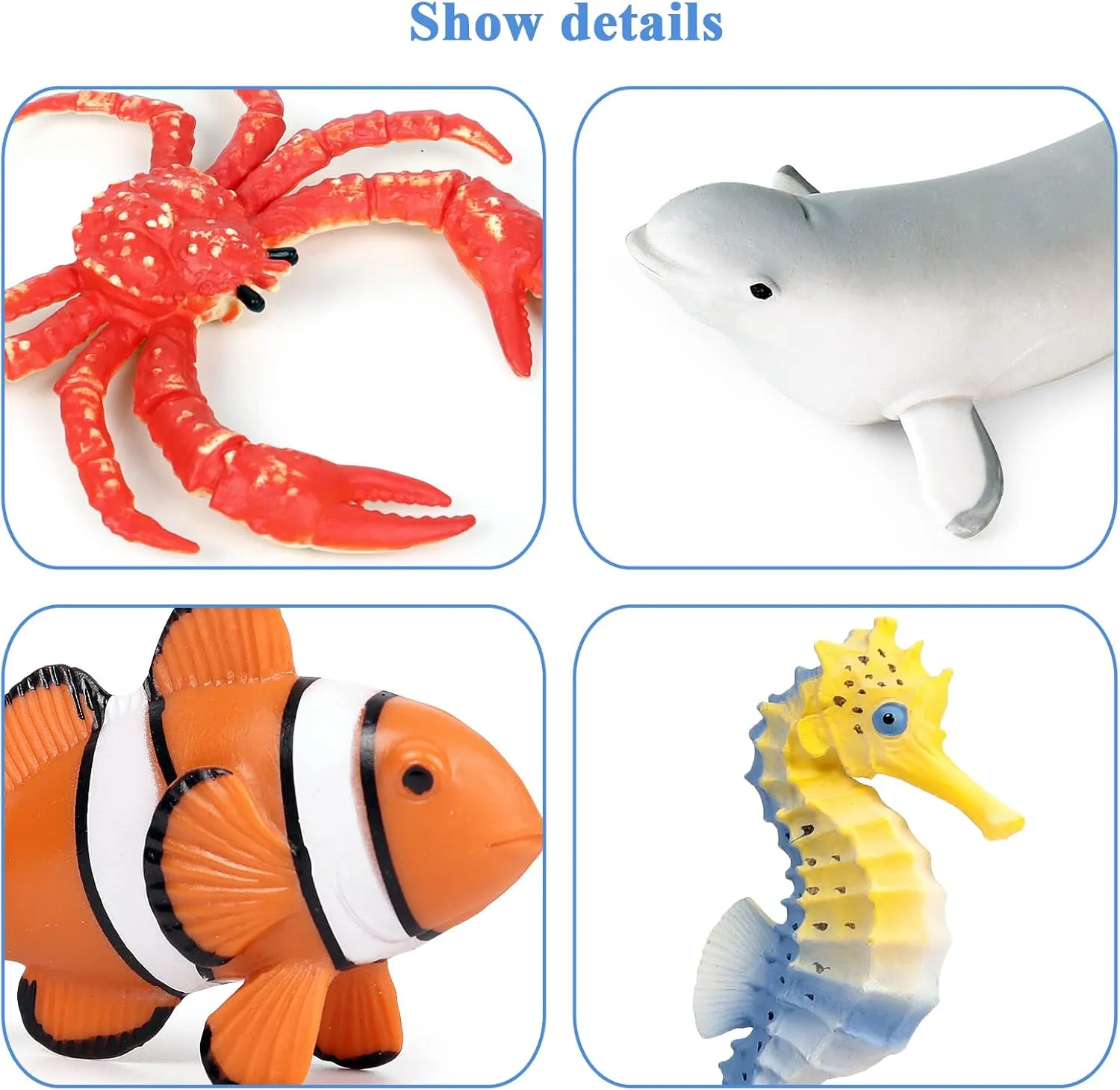 RCOMG 8pcs Sea Animal Figures, Realistic Ocean Animal Figurines Plastic Sea Creature Toys for Kids Cake Topper Decoration