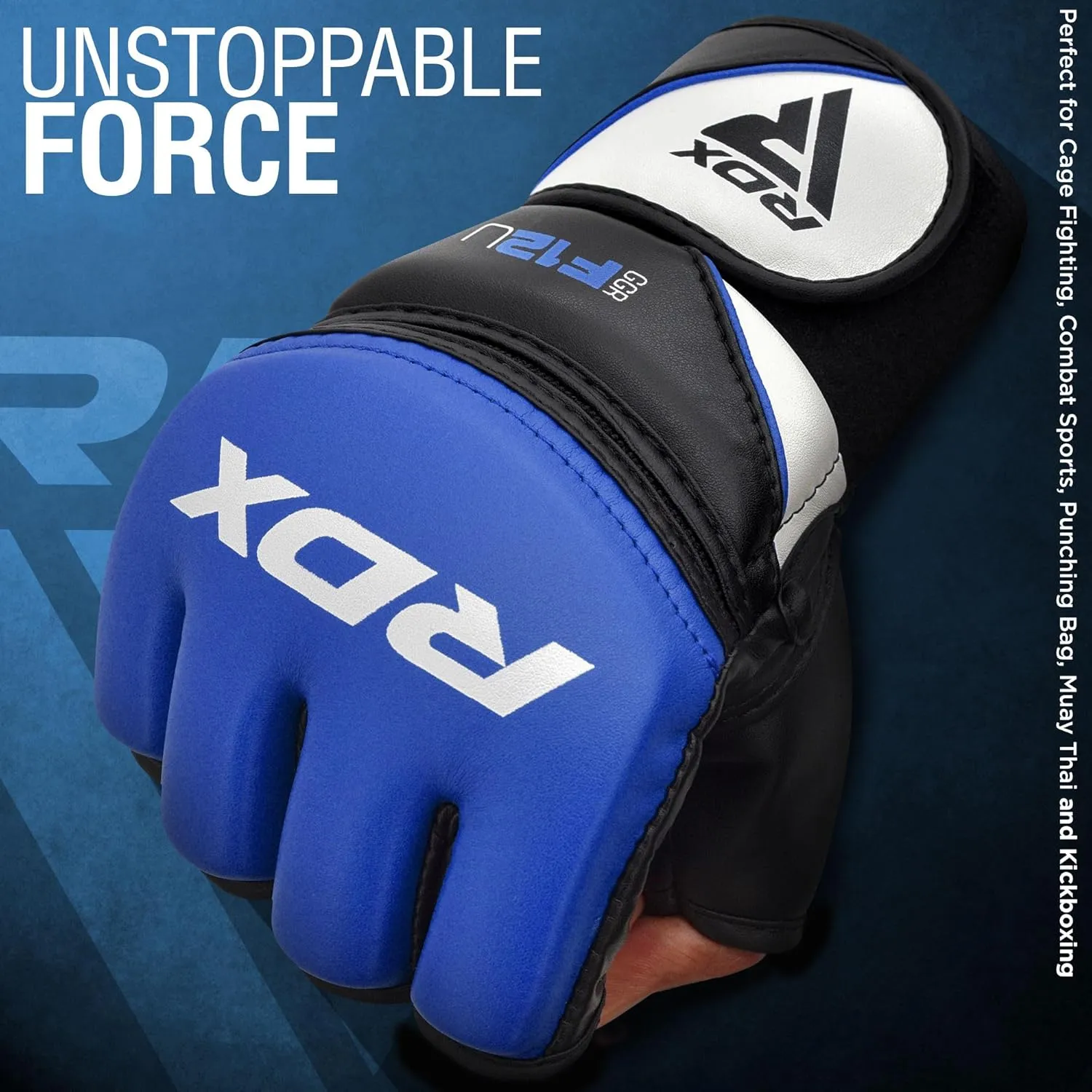 RDX MMA Gloves Grappling Sparring, Maya Hide Leather, Boxing Gloves Men Women Muay Thai Martial Arts Training, Half Finger Adjustable Mitts Wrist Support Kickboxing Cage Fighting Punching Bag Workout