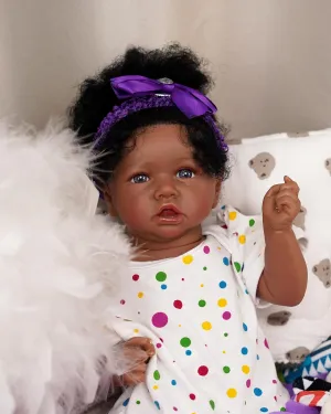 Realistic Reborn Baby Dolls Black - Elena, 20" African American Toddler Girl | Hand-Rooted Hair | Soft Clothes | Poseable Weighted Vinyl Body | Newborn Lifelike Toy Gift Set for Ages 3 