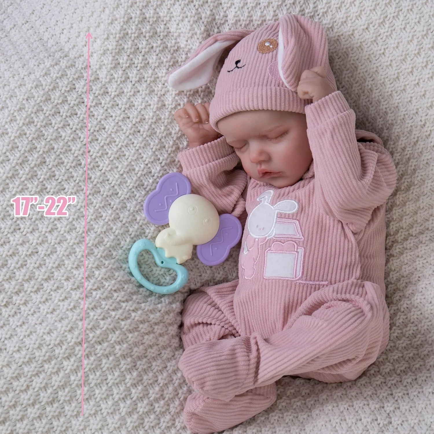 Reborn Baby Dolls Clothes Girl Pink Rabbit Friend Fashion Doll Clothes 17-22 Inches Newborn Outfits Accessories for Real Life Baby Dolls Girl