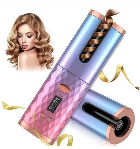 Rechargeable Automatic Hair Curler Portable Hair Curling Iron LCD Display
