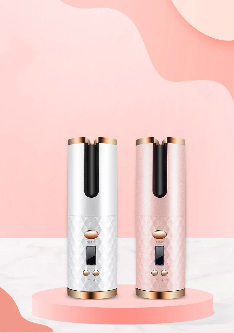 Rechargeable Automatic Hair Curler Portable Hair Curling Iron LCD Display