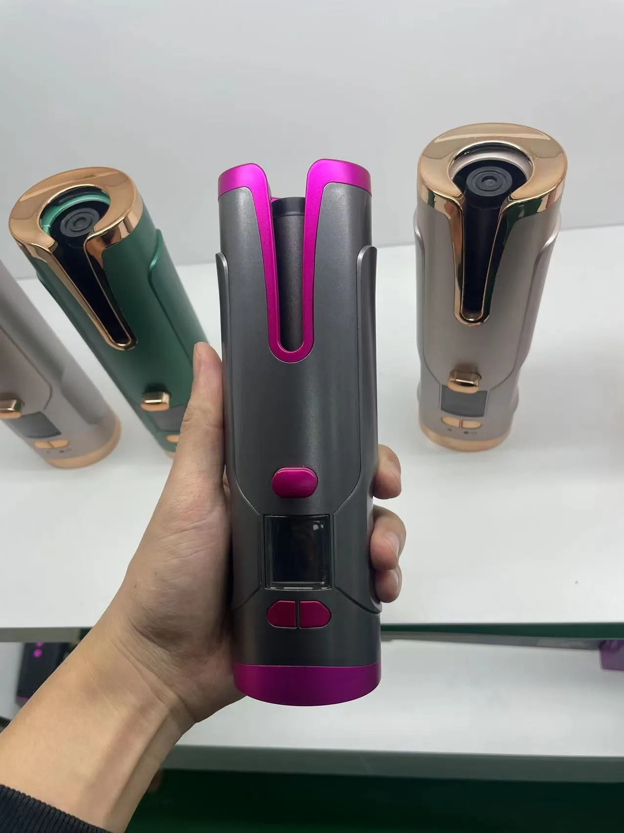 Rechargeable Automatic Hair Curler Portable Hair Curling Iron LCD Display