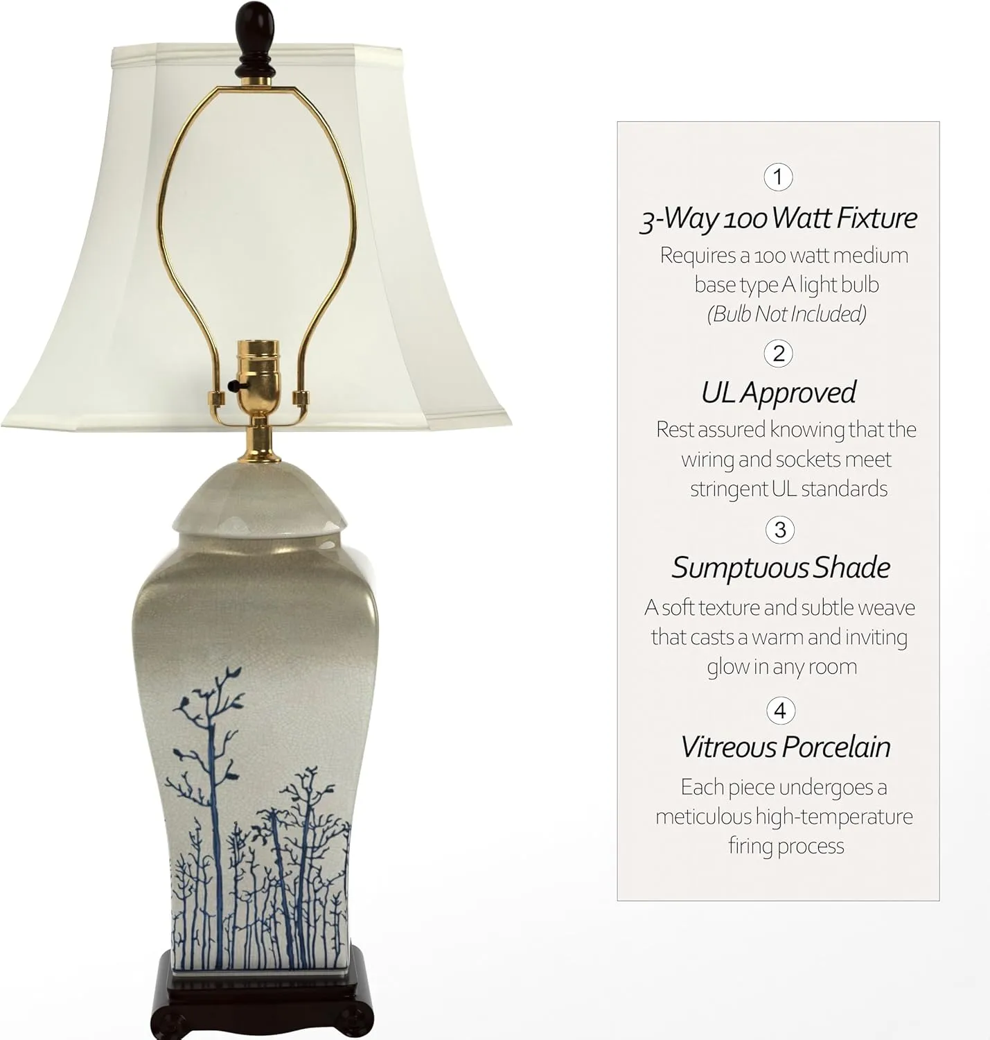 Red Lantern 26" Blue & White Spring Forest Porcelain Vase Lamp