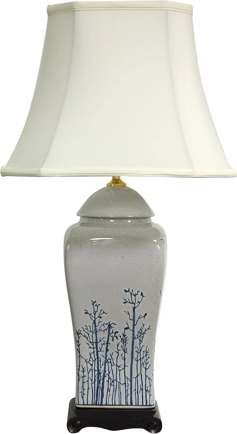 Red Lantern 26" Blue & White Spring Forest Porcelain Vase Lamp