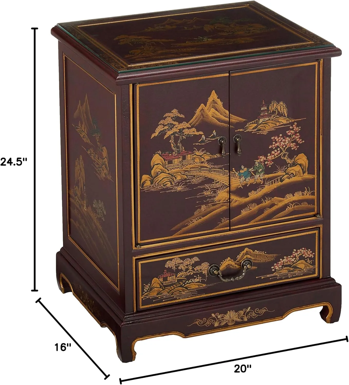 Red Lantern Hand Crafted Artisanal Japanese End Table