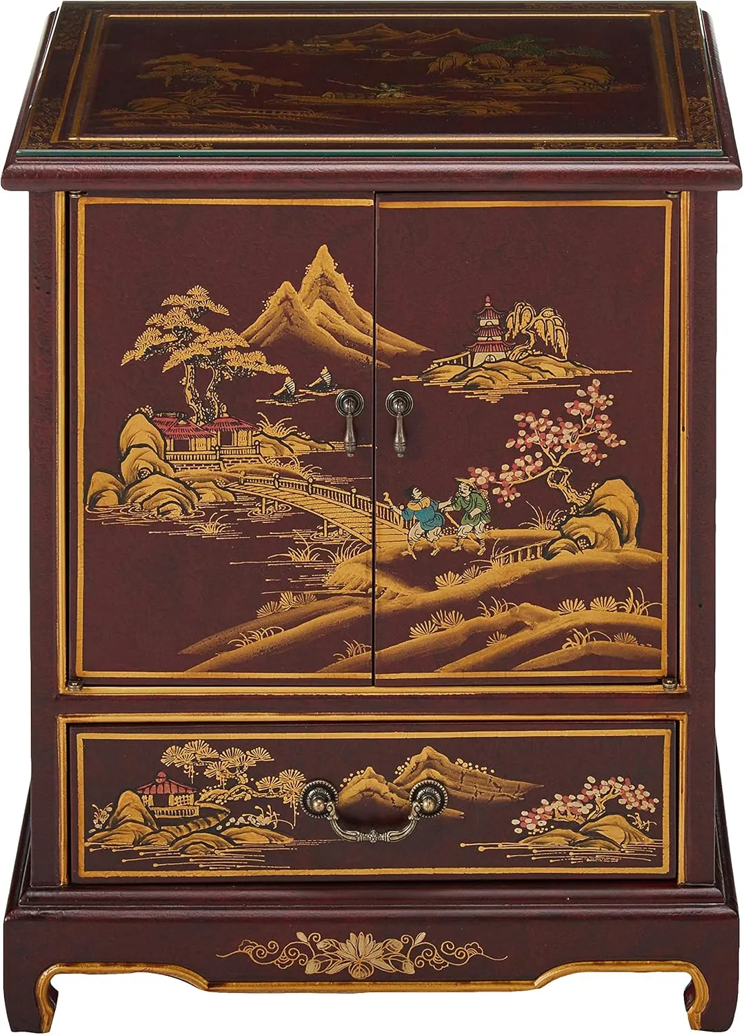 Red Lantern Hand Crafted Artisanal Japanese End Table