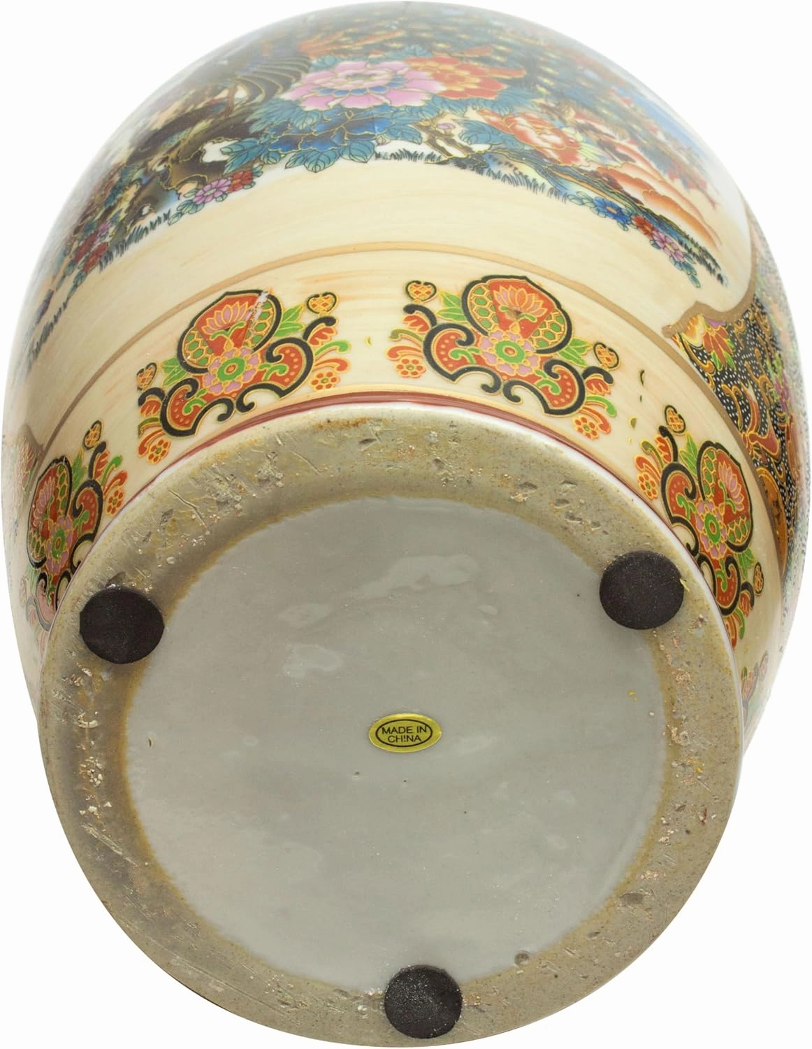 Red Lantern 14" Satsuma Peacock Porcelain Tung Chi Vase, Multicolor