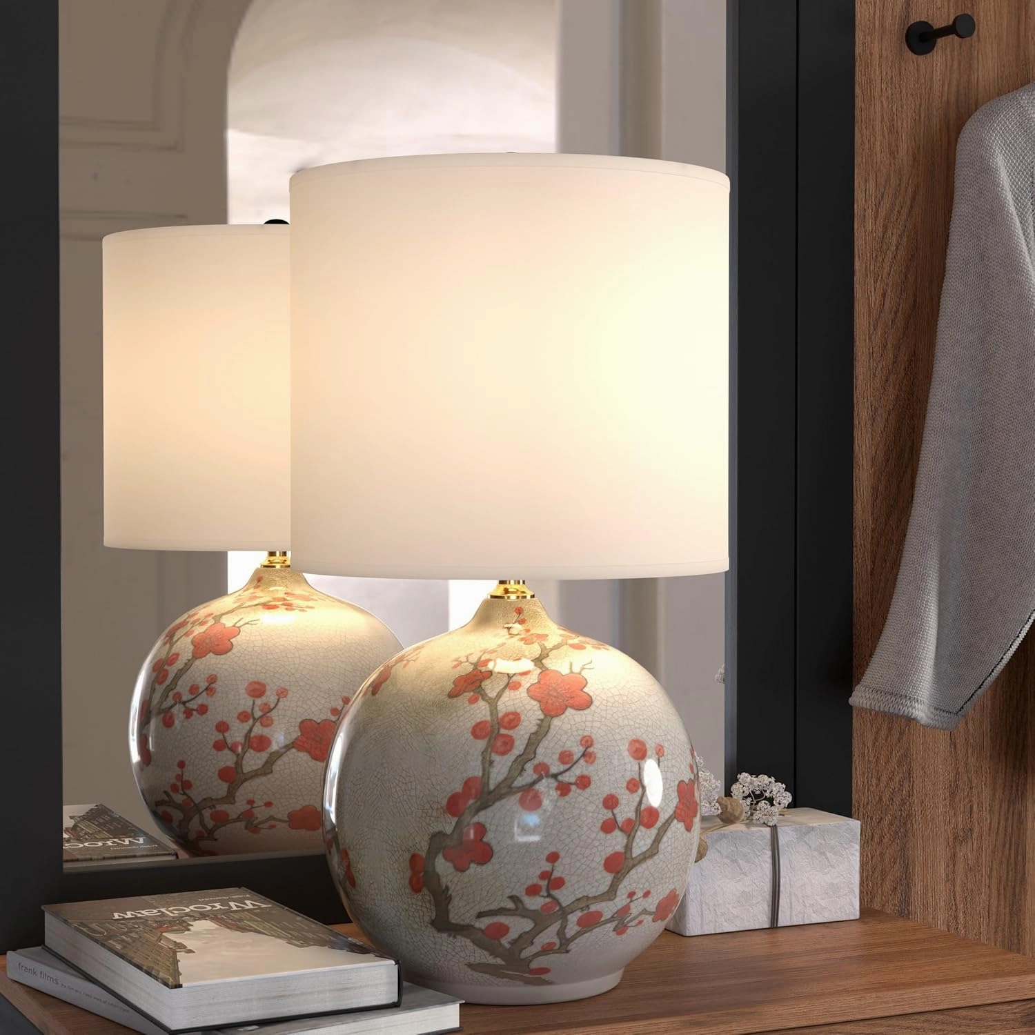 Red Lantern 20" Cherry Blossom Vase Lamp