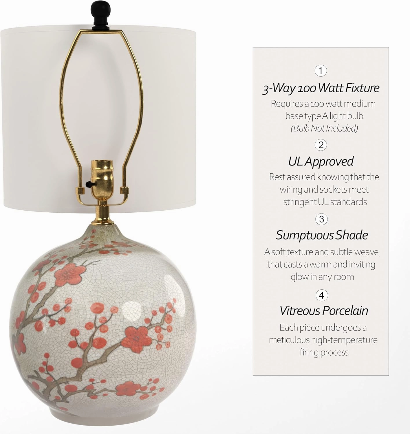 Red Lantern 20" Cherry Blossom Vase Lamp