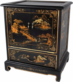 Red Lantern Hand Crafted Artisanal Japanese End Table, Black