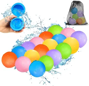 Reusable Water Balloons - 18 Pcs Quick Fill Water Balls Toys For kids Age 4-8 - Refillable Magnetic Self-Sealing Water Splash Bomb For Summer Party Pool Outdoor Beach Toys for kids Age 8-12
