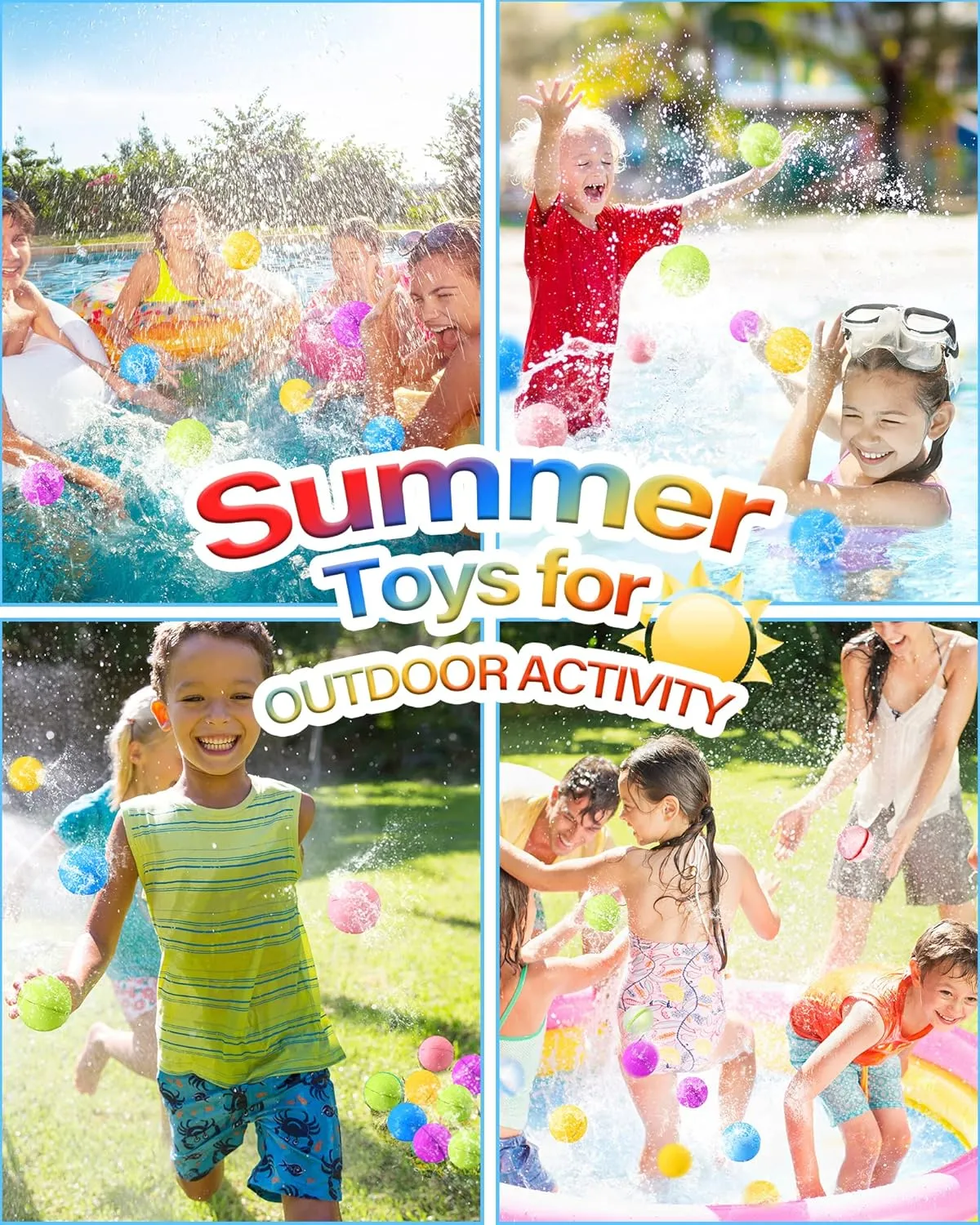 Reusable Water Balloons, Refillable Water Balloons for Kids and Adults, Summer Toys,Pool Toysand Outdoor Toys (12PCS)