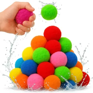 Reusable Water Balloons, Splash Balls, 2 Inch Soft Cotton Water Balls, Soaker Balls for Kids, Outdoor Beach Game, Summer Pool Toys, Backyard, Beach, Lawn, Party Fun Gifts, 50PCS