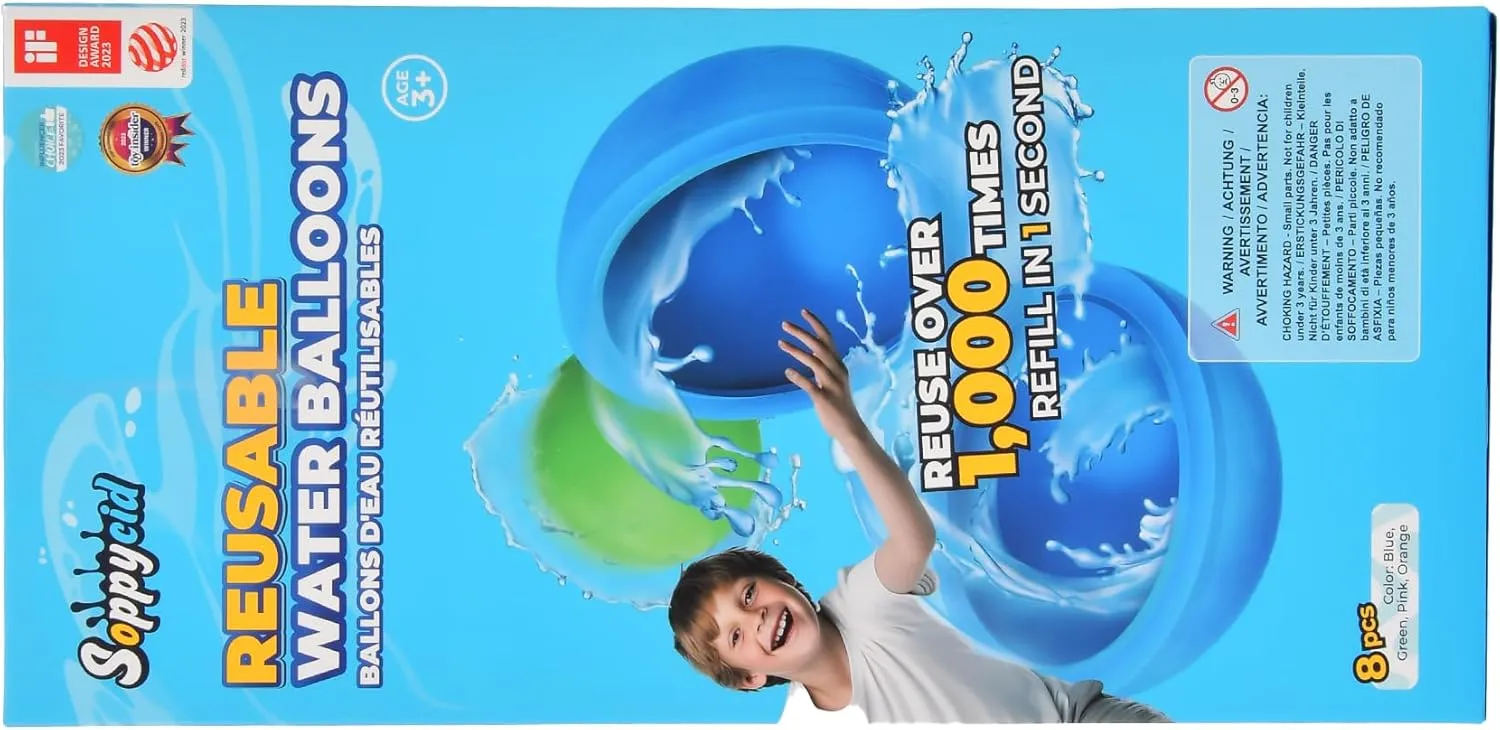 Reusable Water Balloons, Water Bombs Splash Ball, Magnetic Water Ball for Outdoor Games, Summer Party(8Pcs)