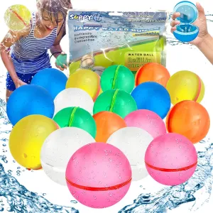 Reusable Water Balloons Water Bombs Splash Ball Quick Fill Self-Sealing Silicone Refillable Water Balls Outdoor Activities Summer Toy Pool Beach Water Games Toys for Kids ages 4-12 (18 Pcs)