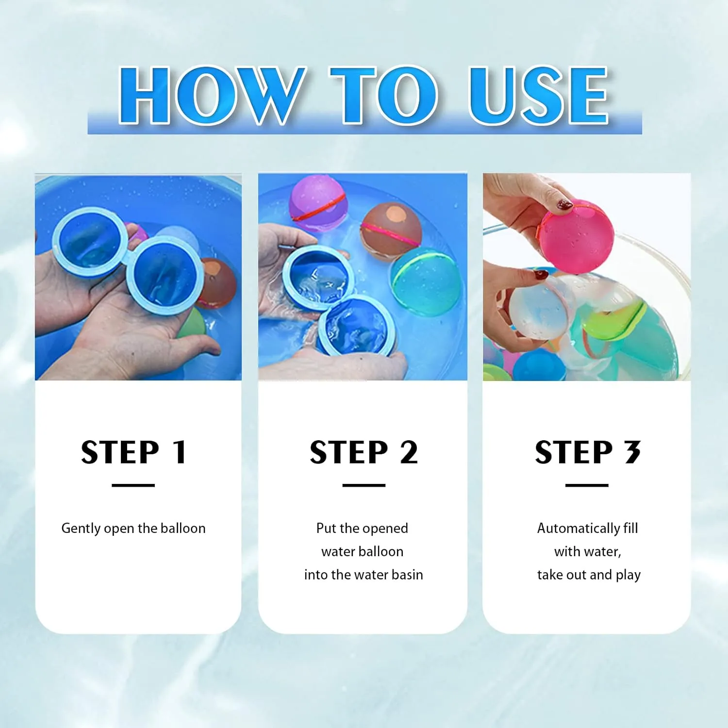 Reusable Water Balloons Water Bombs Splash Ball Quick Fill Self-Sealing Silicone Refillable Water Balls Outdoor Activities Summer Toy Pool Beach Water Games Toys for Kids ages 4-12 (18 Pcs)