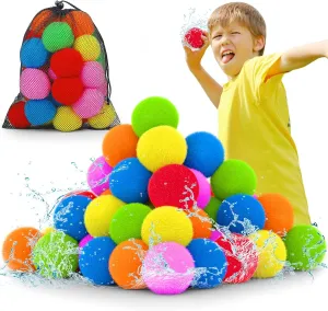 Reusable Water Balls, 80Pcs Reusable Water Balloons for Kids, Water Toys for Backyard Beach Pool Games, Water Balls for Pool Summer Fun, Water Bombs Splash Balls for Outdoor Water Games
