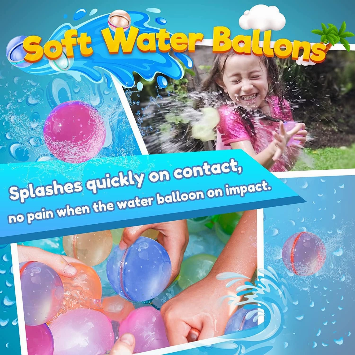 Reusable Water Balloons, Pool Beach Toys for Boys and Girls, Summer Toy Water Toy for Kids Ages 3-12, Outdoor Activities Water Games Toys Self Sealing Water Splash Ball for Fun