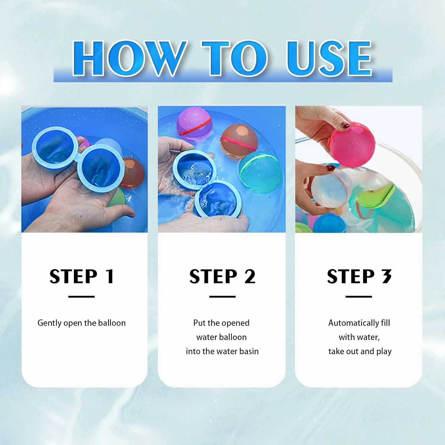 Reusable Water Balloons Water Bombs Splash Ball Quick Fill Self-Sealing Silicone Refillable Water Balls Outdoor Activities Summer Toy Pool Beach Water Games Toys for Kids ages 4-12 (18 Pcs)