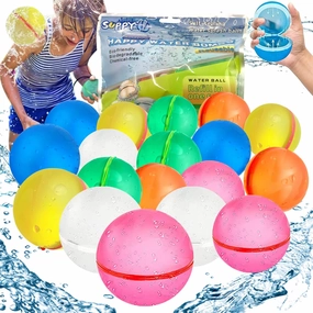 Reusable Water Balloons Water Bombs Splash Ball Quick Fill Self-Sealing Silicone Refillable Water Balls Outdoor Activities Summer Toy Pool Beach Water Games Toys for Kids ages 4-12 (18 Pcs)