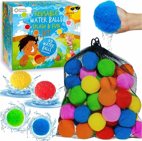 Reusable Water Balls Splash & Fun Set- 52 Colorful Cotton Splash Balls for Kids - Perfect for Outdoor Summer Fun, Pool Games, Water Play, Backyard Play, Perfect Water Toy Gift for Kids - Ages 5-12 