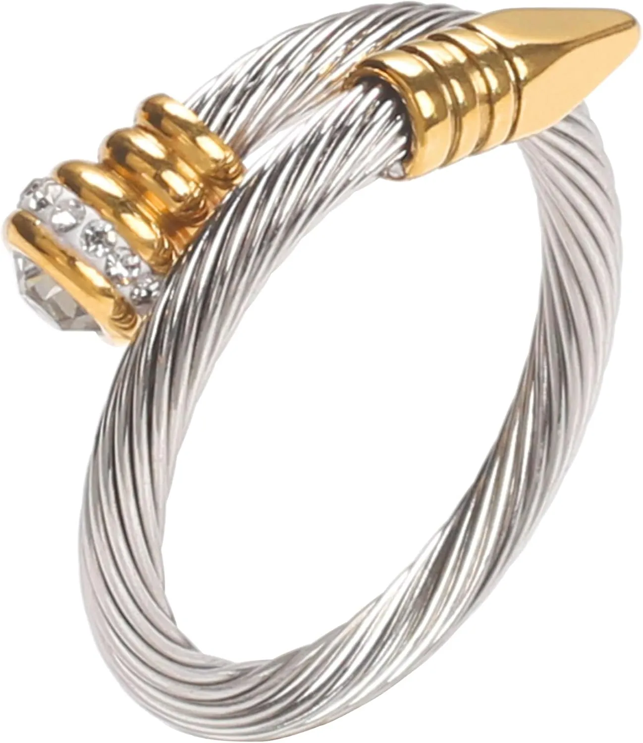 Ring for Women Adjustable Cable Nail Rings Open Stackable Cubic Zirconia Vintage Designer Fashion Jewelry Girlfriend Wife Mom Gift