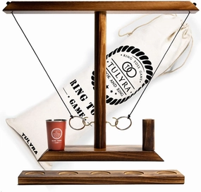 Ring Toss Games for Adults, Hook and Ring Game with Exclusive Carrying case & Unique Stainless Shot Glass, Super Easy to Assemble, XL Size(15.7" X 13") Shot Ladder, Tabletop Drinking, Outdoor