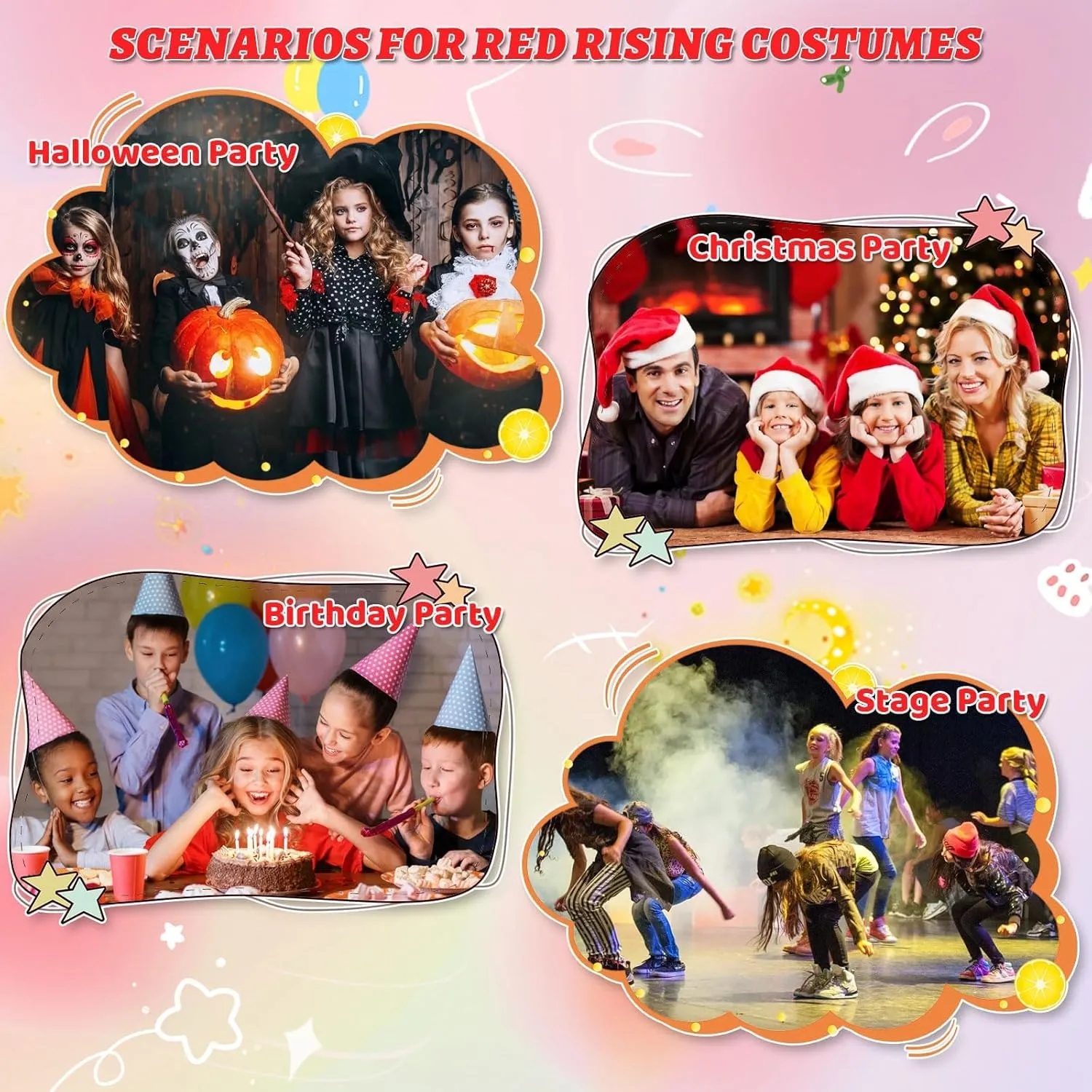 Rise of Red Costume for Kids, Girls 5PCS Red Costume Set, Red Costume Includes Jacket bell-bottom pants Shirt Wig