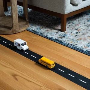 Road Tape and Diecast Toy Trucks Gift Set | Reusable, Realistic Road Tape, School Bus and Mail Truck | Pullback Truck Toys for Boys and Girls | Detailed Interior, Moveable, Openable Door