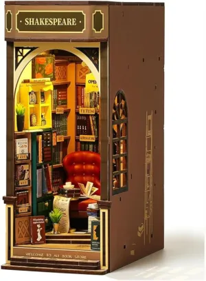ROBOTIME DIY Book Nook Kit 3D Wooden Puzzles Dollhouse Booknook Library Tiny House Bookshelf Decor Miniature House Kit for Adults, Teens and Beginners Gifts for Family, Friends