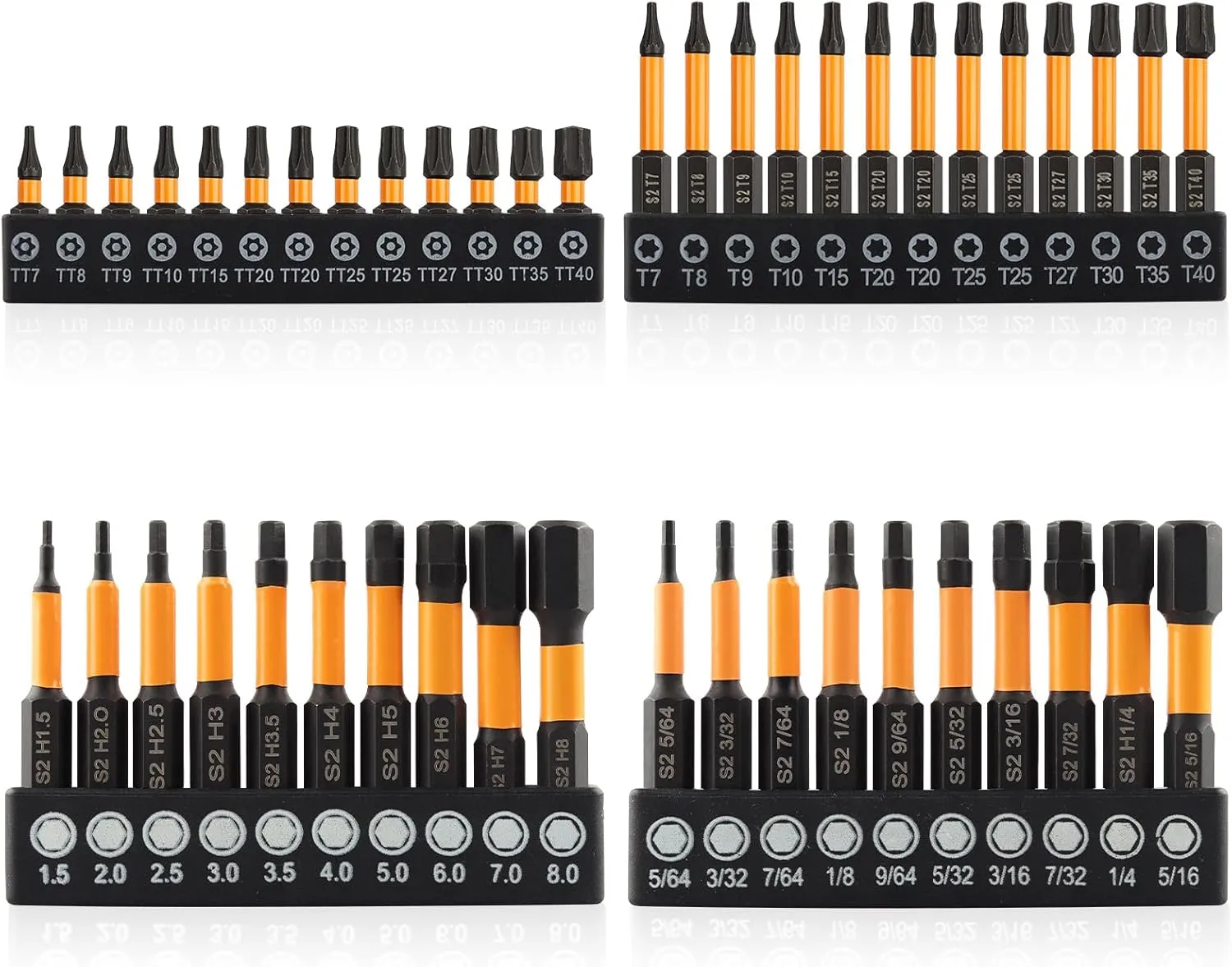 Rocaris 46 Pcs Screwdriver Bit Sets, 26 Pcs Torx Bit Set T7-T40 with 20 Pcs Allen Wrench Drill Bit Set Metric & SAE, 1/4” Hex-Shank S2 Steel Hex Bits Set, 1” & 2” Long