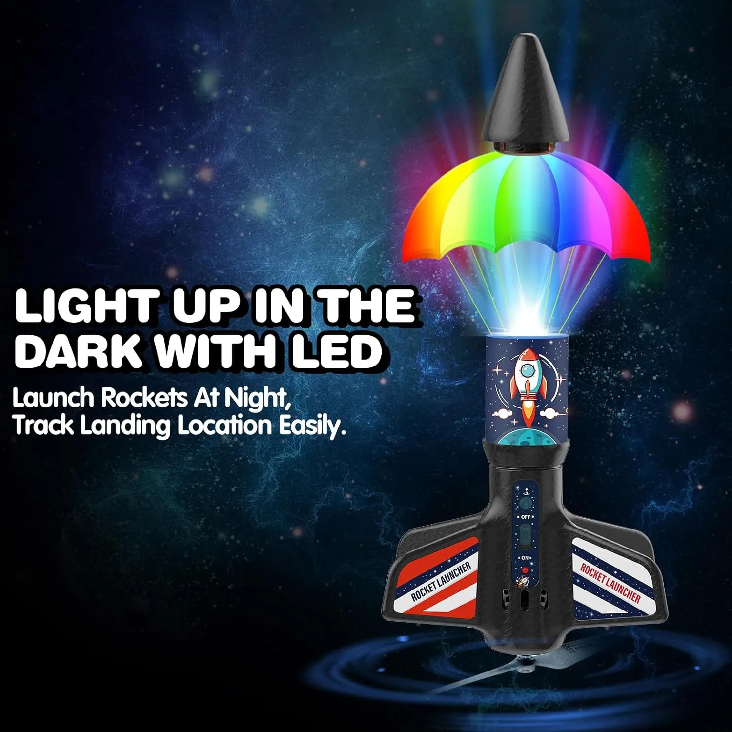 Rocket Launcher for Kids - Self-Launching 200 ft Motorized Outdoor Electric Play Toy, High Flying Kids' Play Air Rocket with Launch Set, Birthday Toys Gifts for Boys 8-12, Rocket Pattern