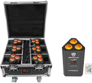 Rockville Bundle: (6) Rockville ROCKWEDGE Package Black Battery Powered Wireless DMX Lights Case (Items 6)