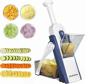 Safe Mandoline Slicer, Potato Vegetable Onion Slice, Julienne   Dicer for Vegetables, Kitchen Meal Prep With Thickness Adjuster Blue