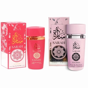 Sarah Fuchsia&Candy Perfume Set for Women - Floral Fragrance Gift Set with Vanilla, Sandalwood, Musk| 3.4 Fl Oz Each Eau De Parfume for Daily Use