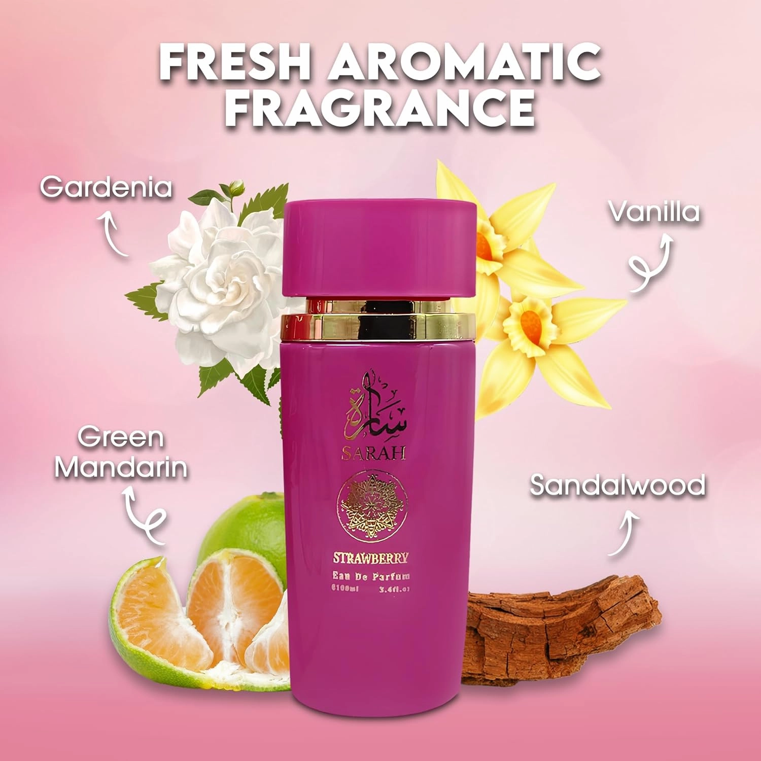 Sarah Fuchsia&Candy Perfume Set for Women - Floral Fragrance Gift Set with Vanilla, Sandalwood, Musk| 3.4 Fl Oz Each Eau De Parfume for Daily Use