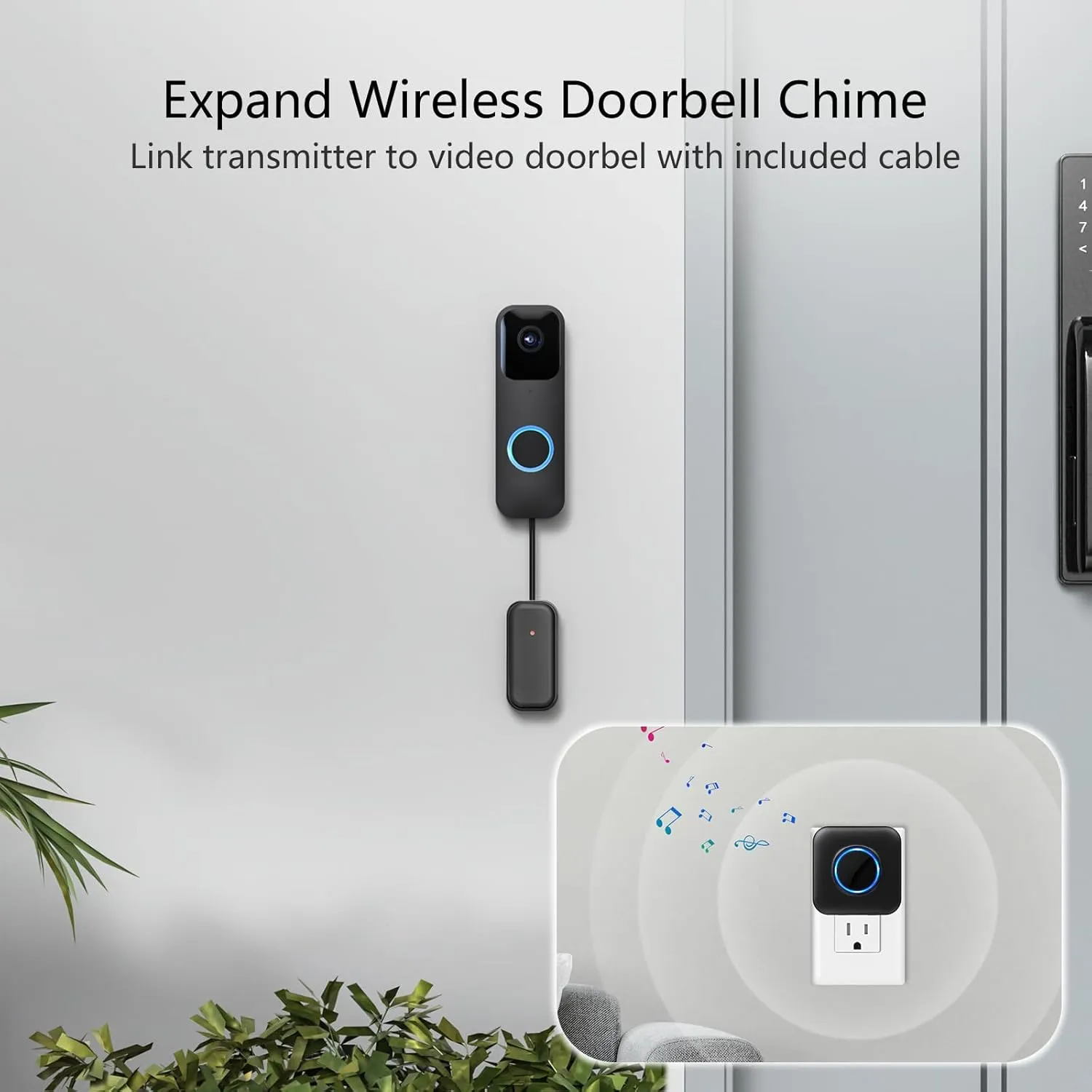 Satisure Wireless Doorbell Chime Video Doorbell Extender - Compatible with Blink Video Doorbell (1 Video Doorbell Extender 2 Receiver）