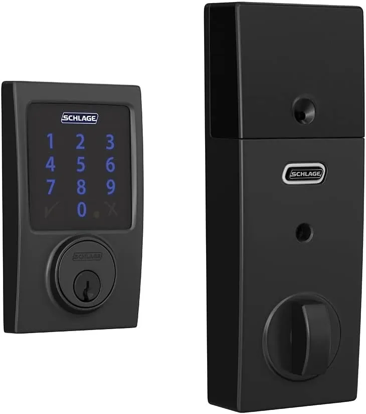 SCHLAGE BE469ZP CEN 626 Connect Smart Deadbolt With Alarm Inbuilt Century Trim In Satin Chrome