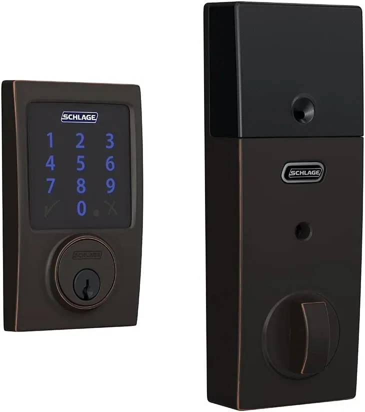 SCHLAGE BE469ZP CEN 626 Connect Smart Deadbolt With Alarm Inbuilt Century Trim In Satin Chrome
