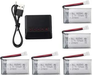 sea jump 5in1 Charger 5pcs 3.7V 720mah Battery for Syma X5c X5c-1 X5 X5sc X5sw H5c V931 S5c Fq36 UFO 3000 UDI U45 U45w T5w Jjrc H42 Ss40 Goolrc T32