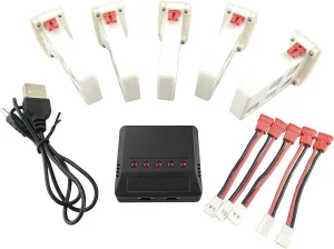 sea jump 5pcs 3.7V 500mah Lithium Battery with 5 in 1 Charger for SYMA X55UW X5UC Aircraft Parts X5UW Helicopter Lithium Battery