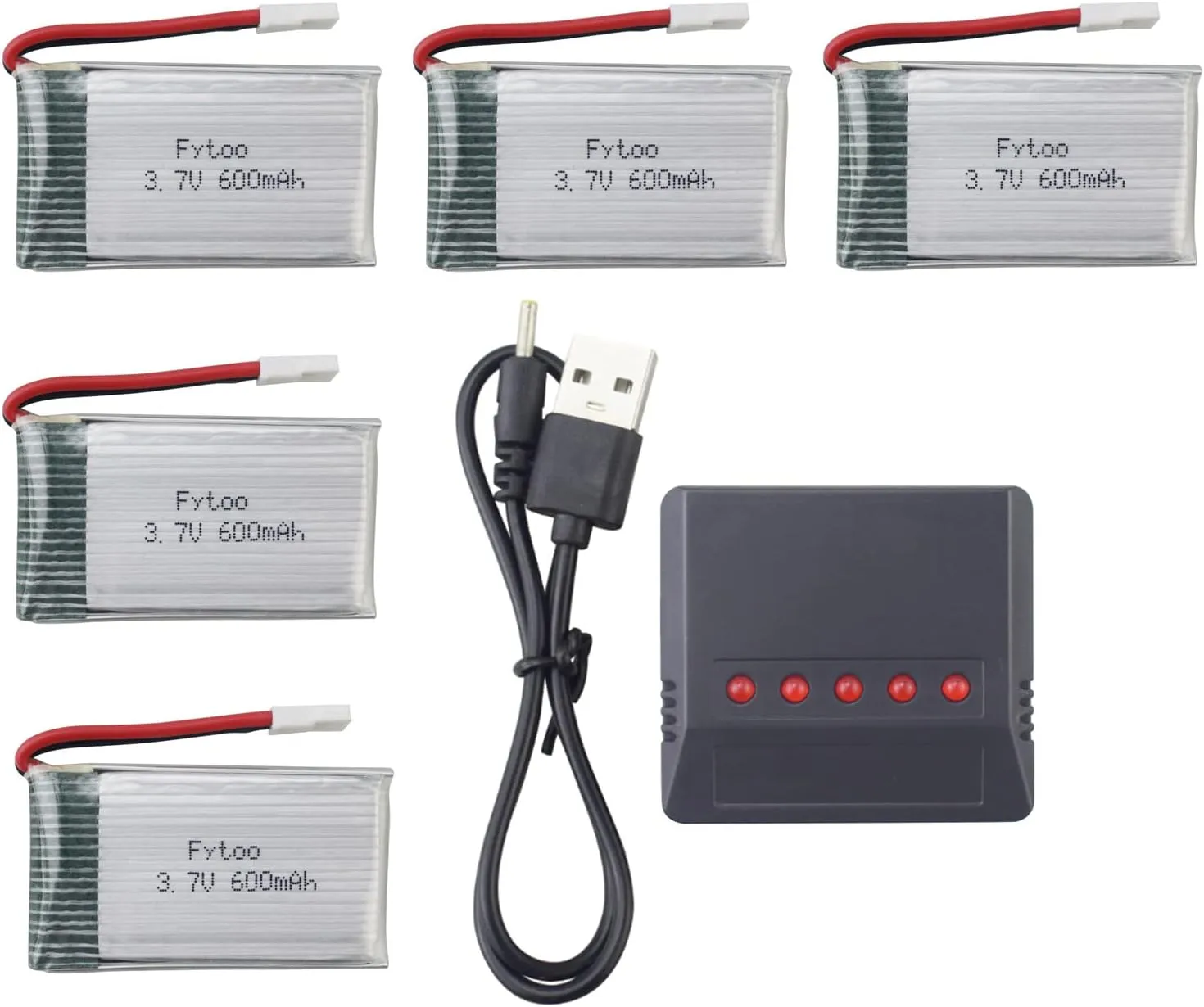 sea jump 5PCS 3.7V 600mah Li Battery 5in1 Balance Charger for MJX X708W X708 X709 UDI U45 U45W U42 U42W SYMA X5C X5SW X5SC S5 S5C S5W E32HW SS40 FQ36 T32 T5W H42 CW4 Parts