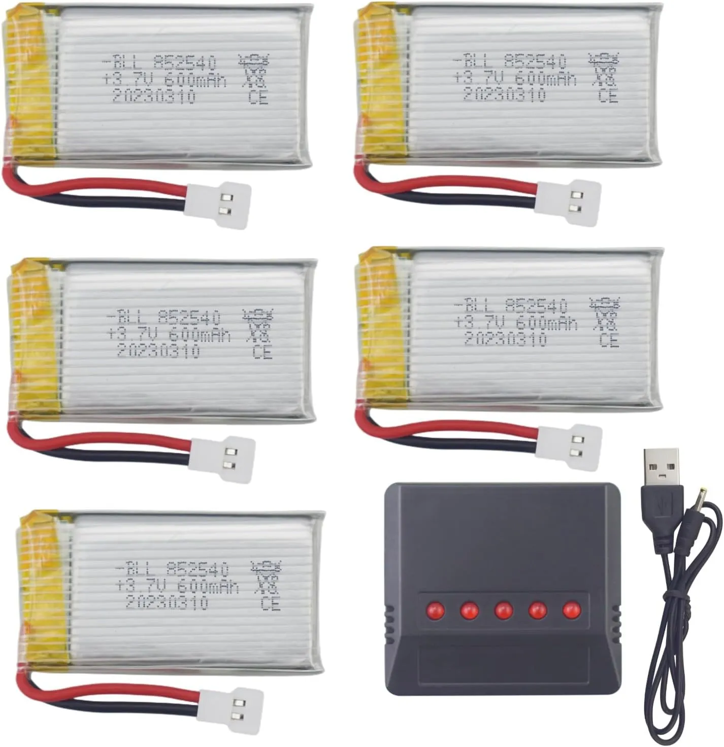 sea jump Lipo Battery Charger 5Pcs 3.7V 600mAh Battery 5in1 for Syma X5C X5C-1 X5 X5SC X5SW H5C V931 S5C S5W SS40 FQ36 T32 T5W H42 CW4 Helicopter Part