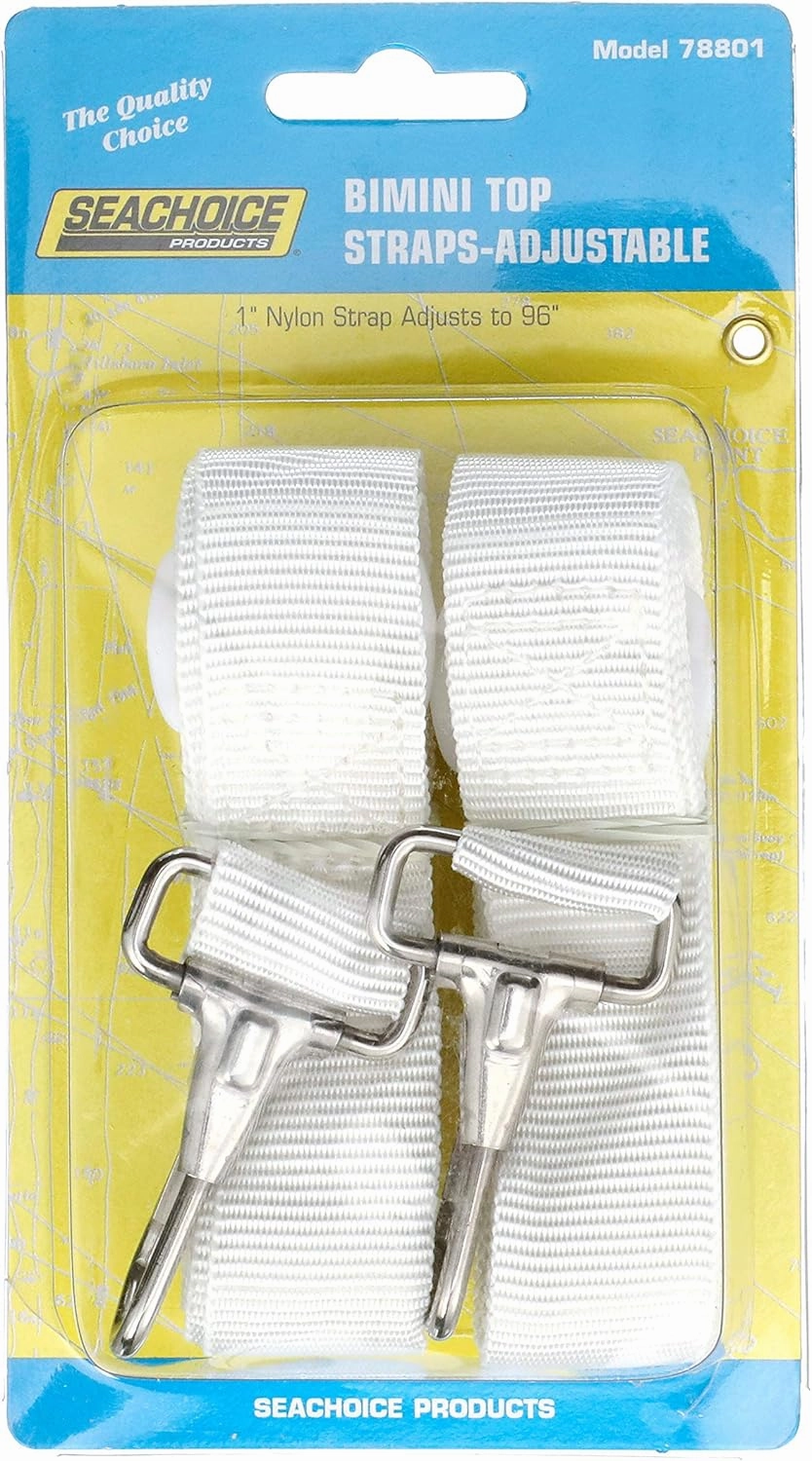 Seachoice Adjustable Bimini Top Straps with Snap Hooks, 96-inch