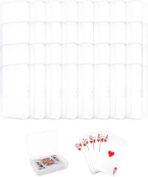 SENENQU 48PCS Plastic Playing Card Case Holder, Clear Card Deck Box, Snaps Closed