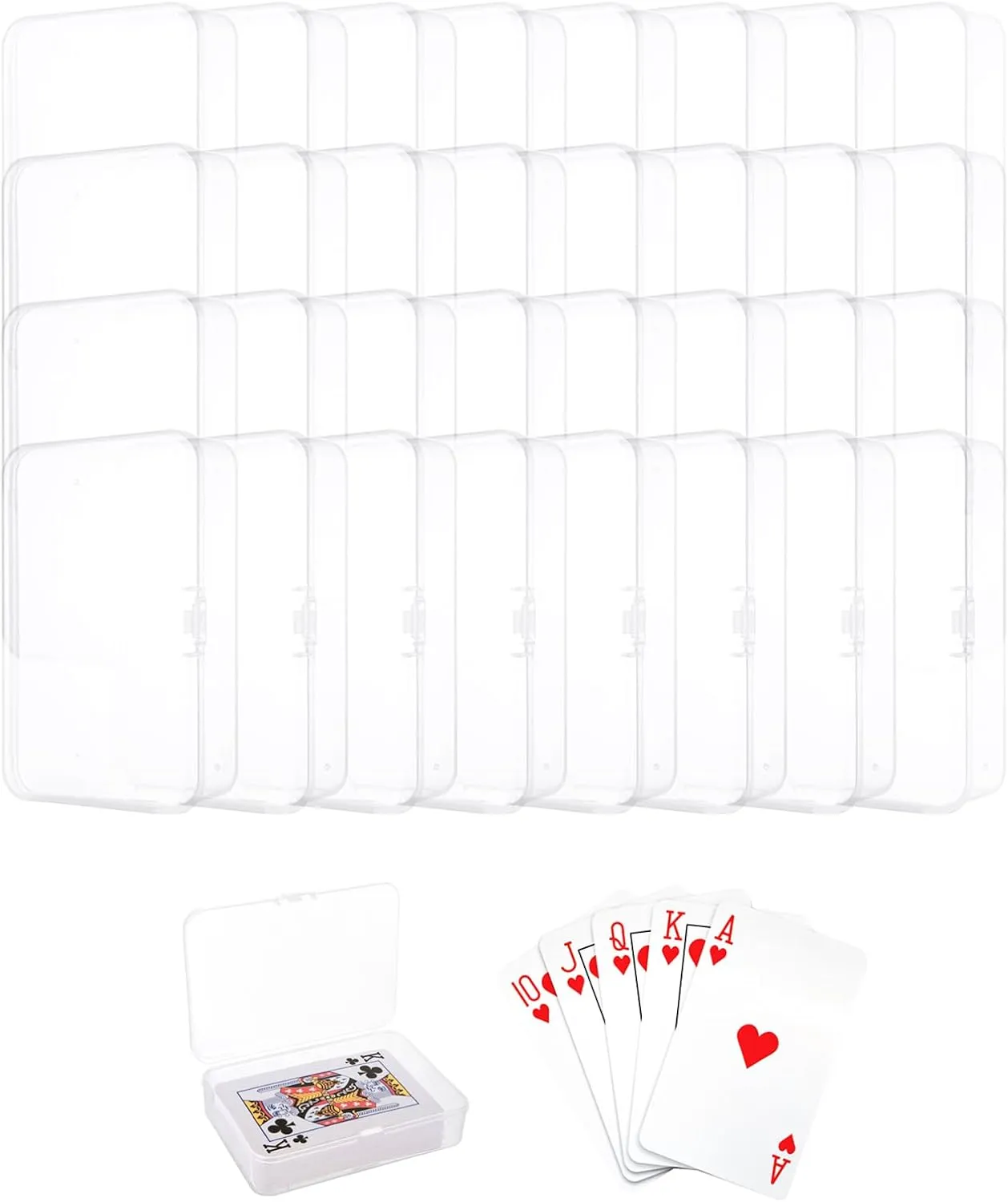 SENENQU 48PCS Plastic Playing Card Case Holder, Clear Card Deck Box, Snaps Closed